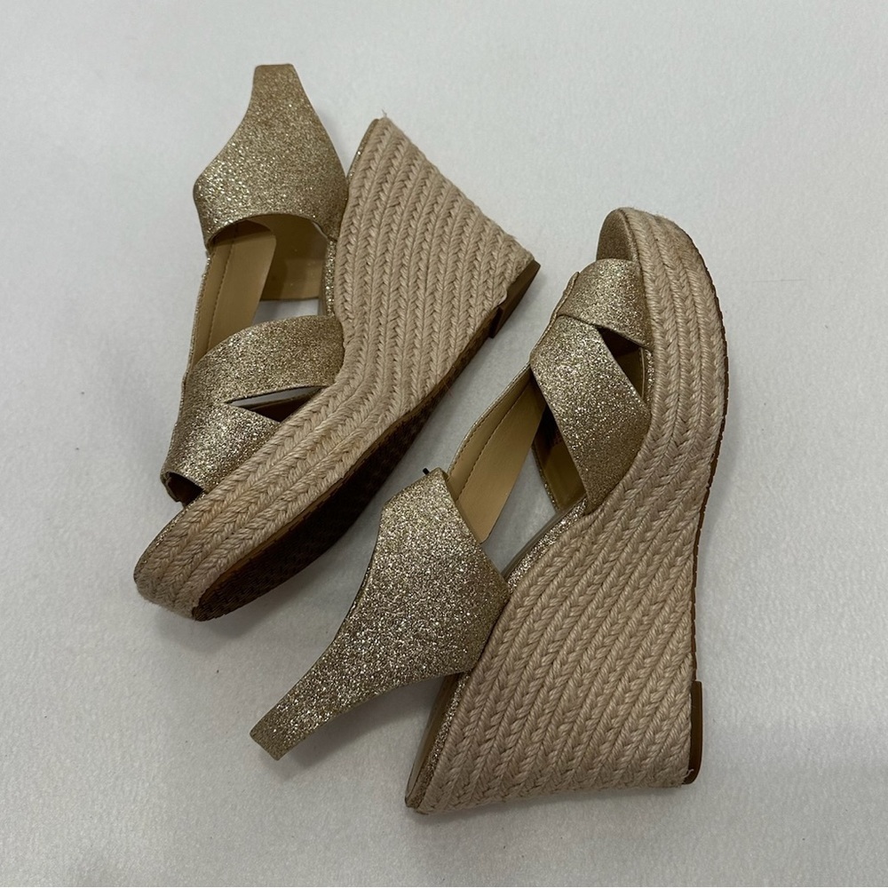 Michael Kors Berkley Gold Metallic Glitter Wedge Platform Espadrille US 9.5 NWOT - Picture 7 of 14
